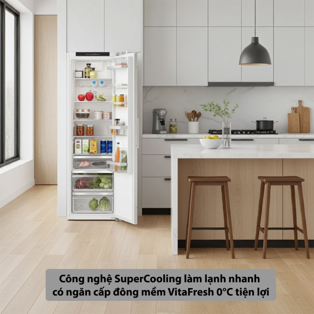 Tủ mát âm tủ Bosch KIR81ADD0 Serie 6 310 Lítcông nghệ làm lạnh hiện đại cho hiệu suât vượt trội