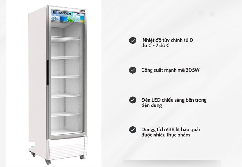 Tủ mát Sanden inverter SPE-0700 - Hàng chính hãng