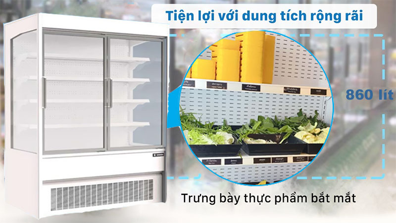 Tủ mát siêu thị cửa kính Sanden SSD-1813i - Hàng chính hãng