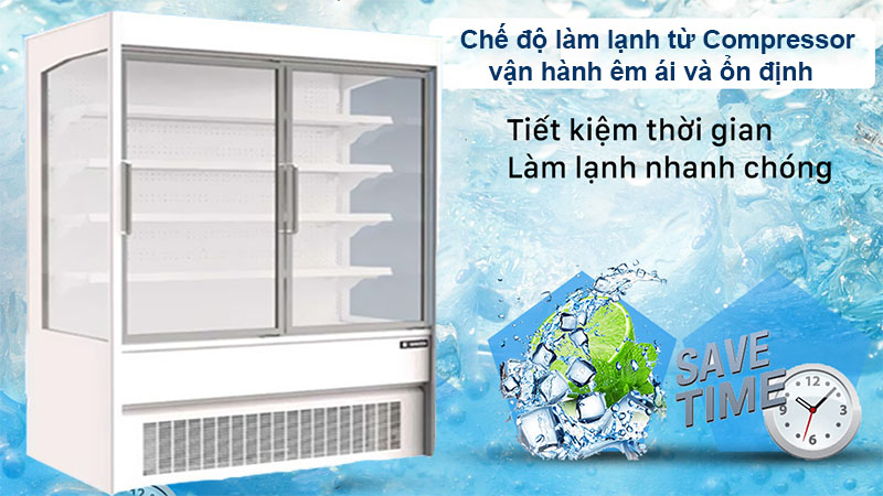 Tủ mát siêu thị cửa kính Sanden SSD-1813i - Hàng chính hãng