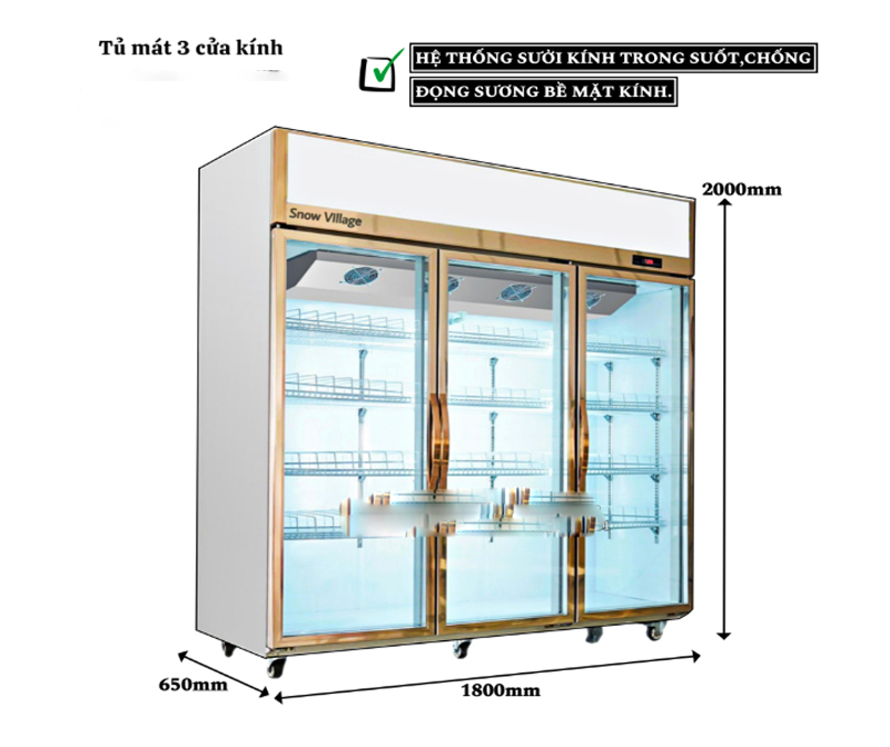 Tủ mát trưng bày 3 cánh kính Snow Village LC-1800XF - Hàng chính hãng