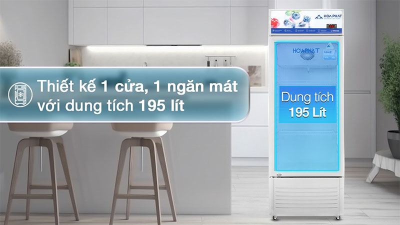 Thiết kế và dung tích của Tủ mát trưng bày Hoà Phát HSR-D6195