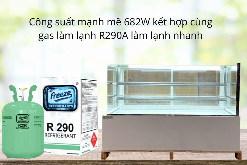 Công suất 682W kết hợp cùng gas làm lạnh R290A, làm lạnh nhanh