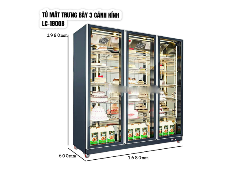 Kích thước của tủ trưng bày cánh kính Snow Village LC-1800B