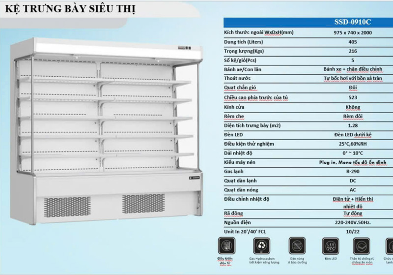 Tủ mát siêu thị Sanden SSD-0910C - Hàng chính hãng