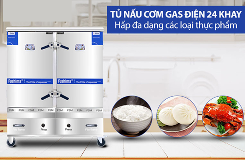Tủ nấu cơm gas điện Fushima 24 khay YWD-240 - Hàng chính hãng