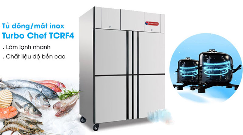 Tủ nửa đông nửa mát 4 cánh Turbo Chef TCRF4 - Hàng chính hãng