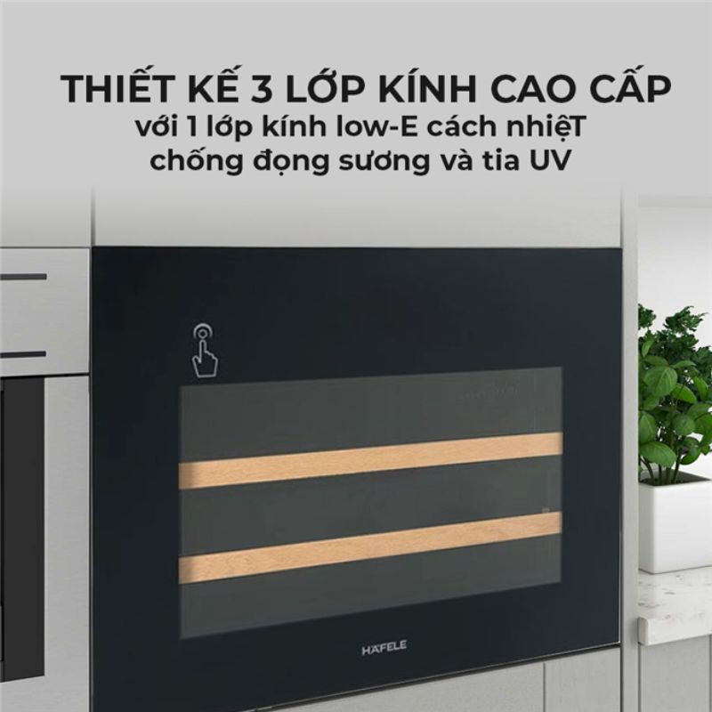 Tủ rượu âm tường Hafele HW-C62BB 62 lít - Hàng chính hãng
