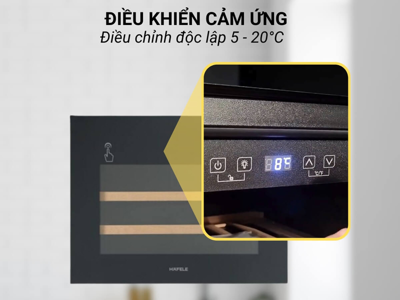Tủ rượu âm tường Hafele HW-C62BB 62 lít - Hàng chính hãng