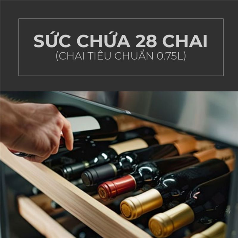 Tủ rượu âm tường Hafele HW-C62BB 62 lít - Hàng chính hãng