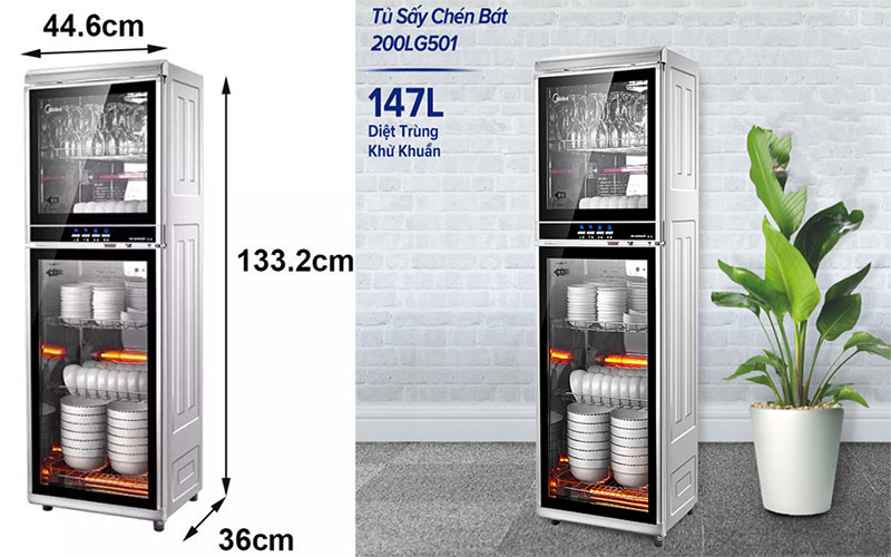 Tủ sấy chén bát diệt khuẩn Midea 200LG501 - Hàng chính hãng