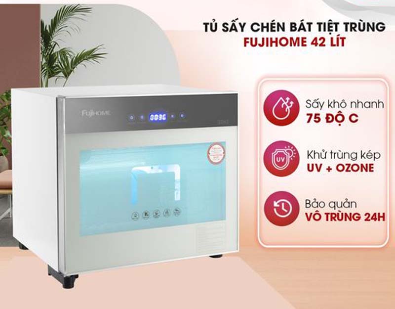 Tủ sấy chén bát tiệt trùng FujiHome DD42 - Hàng chính hãng