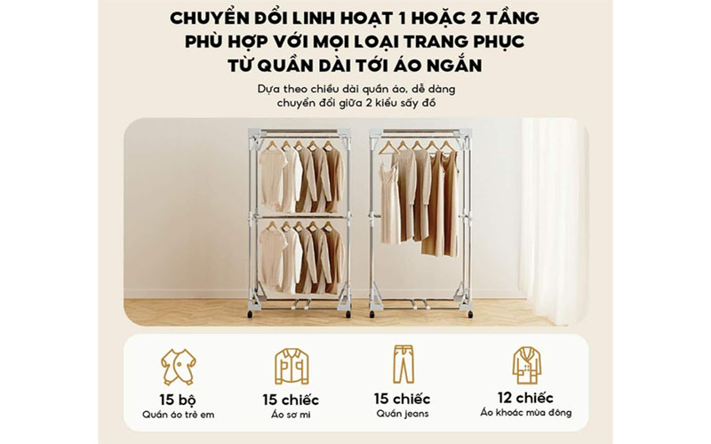Tủ sấy quần áo Bear PCD-4H12G  - Hàng chính hãng