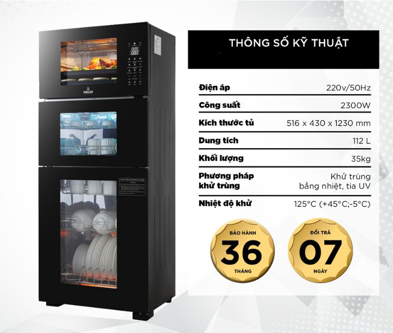 Tủ tiệt trùng chén bát 2 in 1 Kieler KL-KM520 - Hàng chính hãng