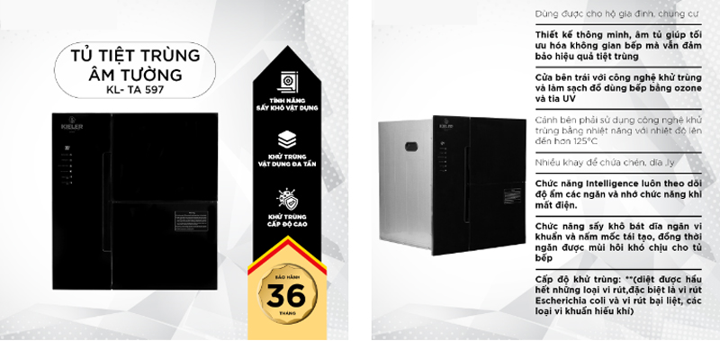 Tủ tiệt trùng chén bát Kieler KL-TA597 - Hàng chính hãng