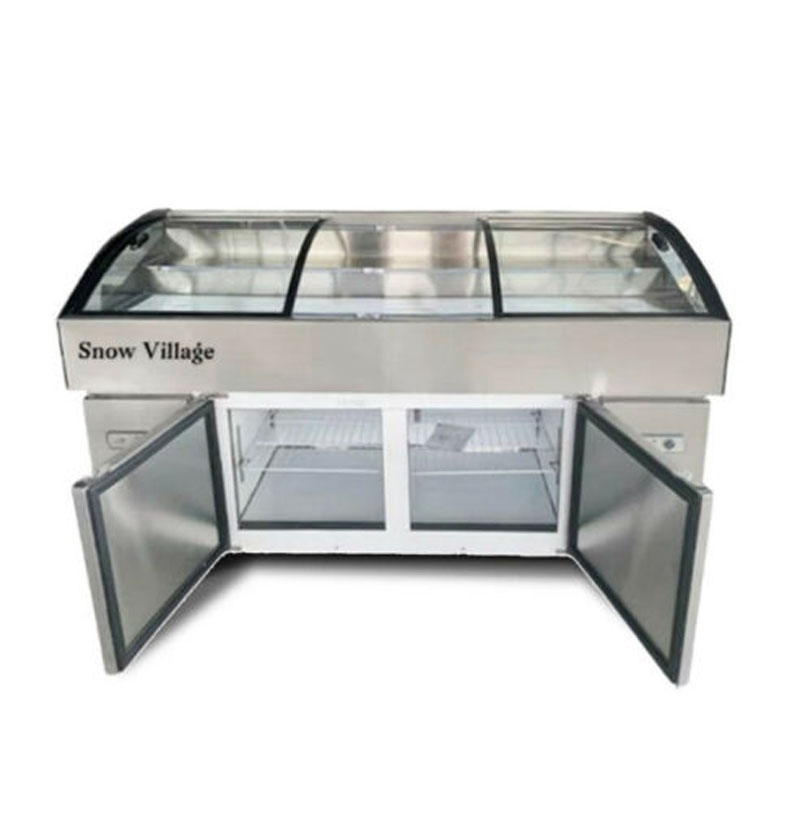 Toàn bộ thân tủ được làm từ inox cao cấp sáng bóng, dễ vệ sinh