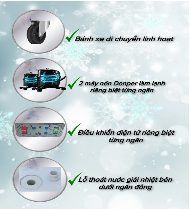 Có bánh xe thuận tiện cho việc di chuyển tủ mà không mất nhiều sức lực