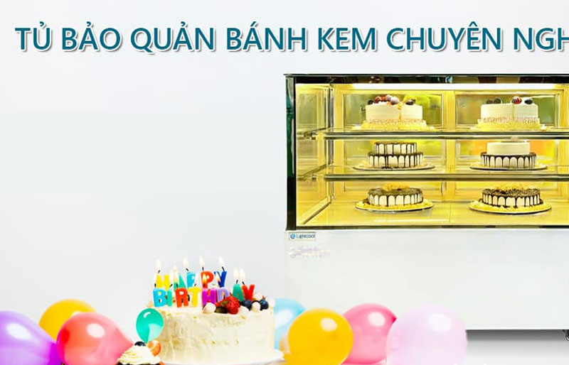 Tủ trưng bày bánh kem kính vuông 1m2 Lightcool DG-1200Z/V - Hàng chính hãng