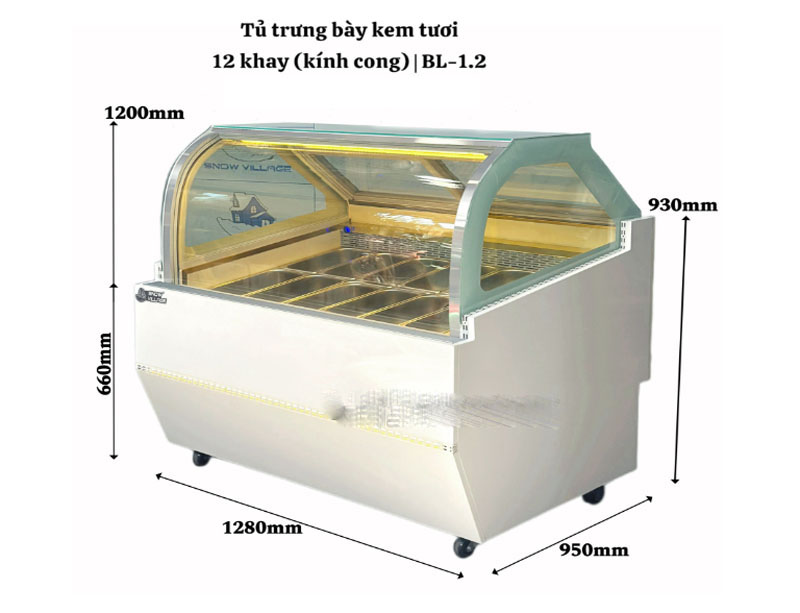 Tủ đông trưng bày kem tươi Snow Village BL-1.2 - Hàng chính hãng
