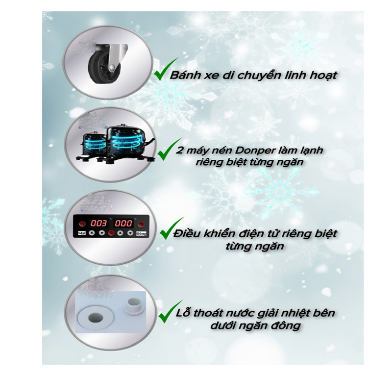 Tủ trưng bày trên mát dưới đông Snow Village LCD-1198 - Hàng chính hãng
