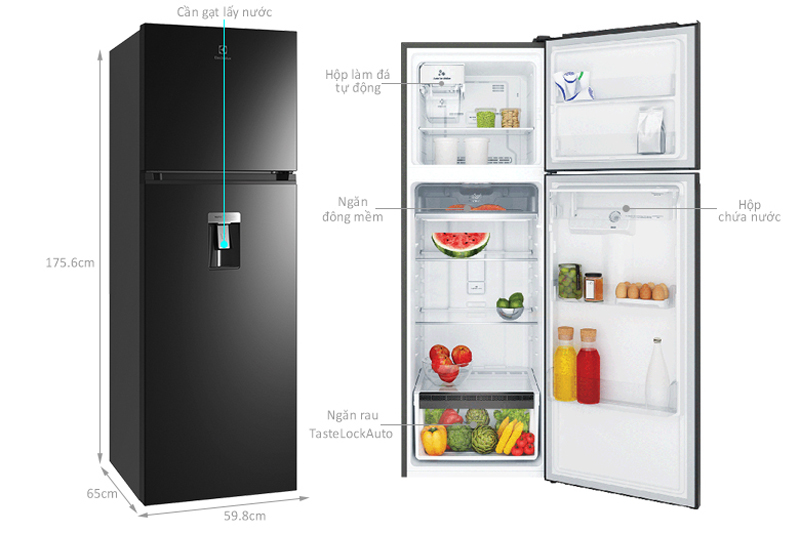 Tủ lạnh Electrolux Inverter 341 lít ETB3760M-H - Hàng chính hãng