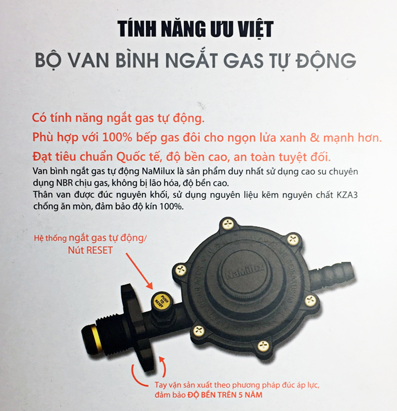 Van điều áp ngắt gas tự động Namilux  NA-345S-VN - Hàng chính hãng