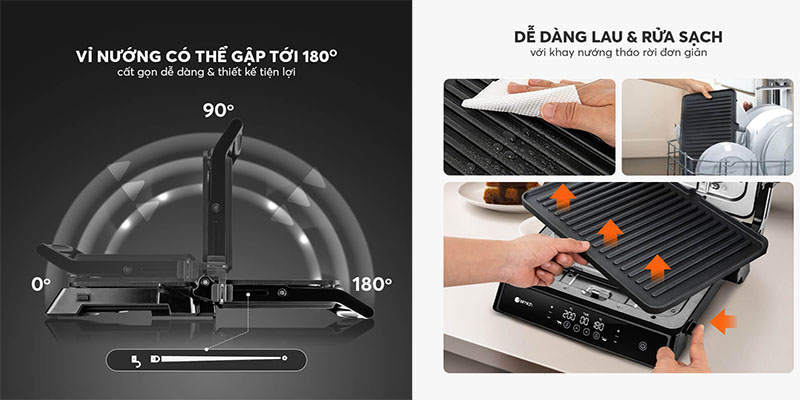 Vỉ nướng điện gấp gọn Elmich EGE-8579 - Hàng chính hãng