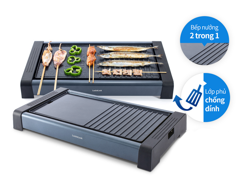 Vỉ nướng điện LocknLock EJG236BLK - Hàng chính hãng