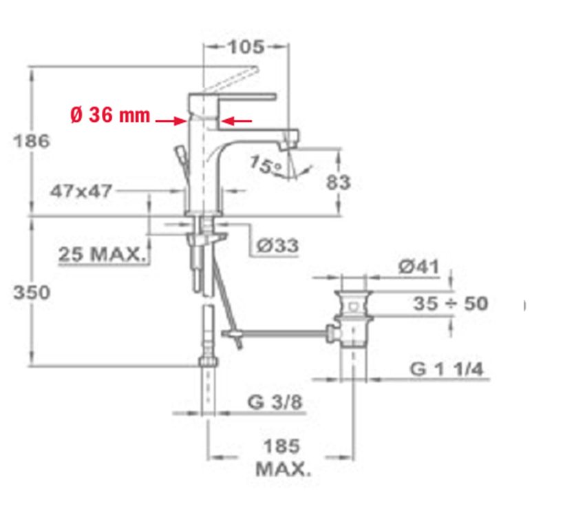 Vòi Lavabo Teka Aura Black - Hàng chính hãng