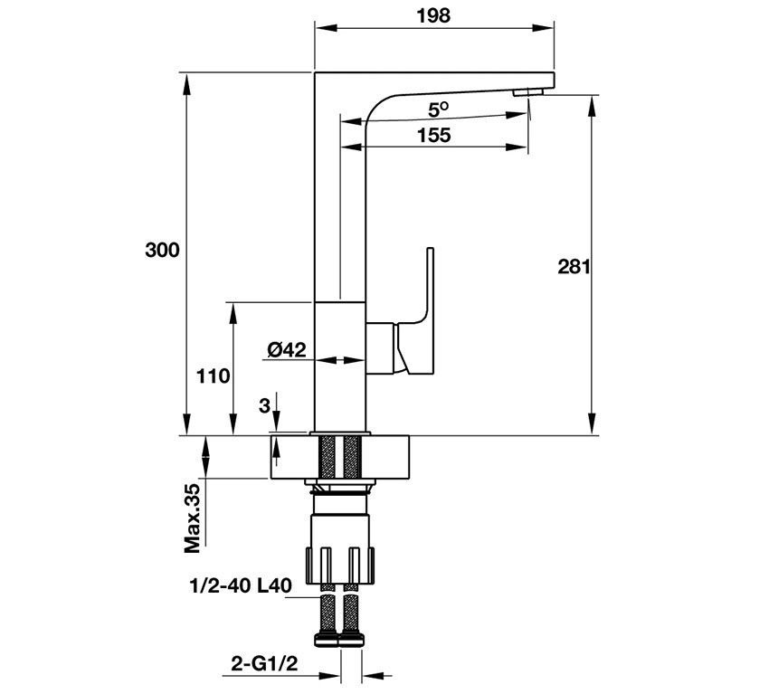 Vòi bếp Hafele Titus HT-C281 570.51.030 - Hàng chính hãng