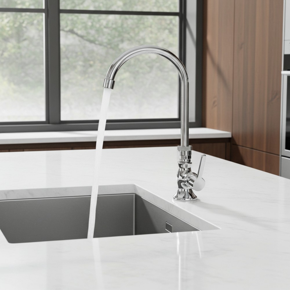 Đầu vòi được thiết kế để tạo dòng nước đều và êm