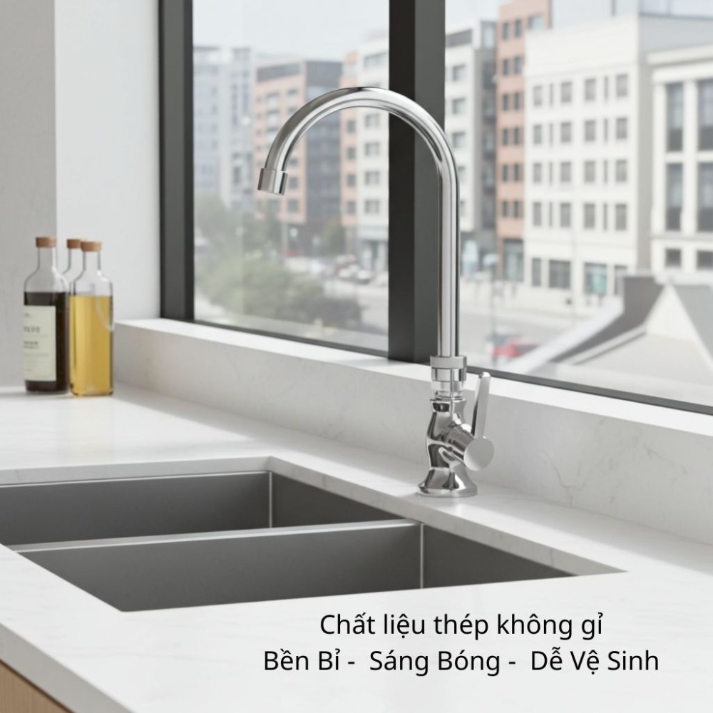 Chất liệu thép không gỉ sáng bóng, dễ vệ sinh