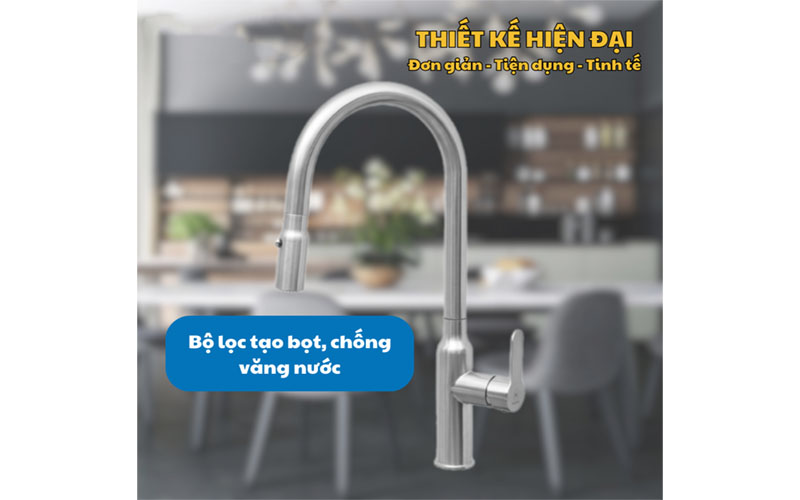 Vòi nóng lạnh dây rút inox Malloca K046-SS - Hàng chính hãng