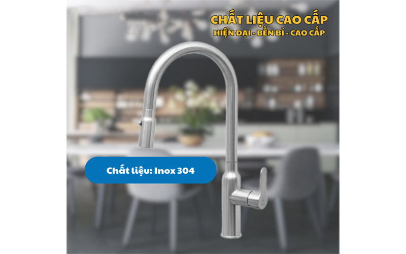 Vòi nóng lạnh dây rút inox Malloca K046-SS - Hàng chính hãng