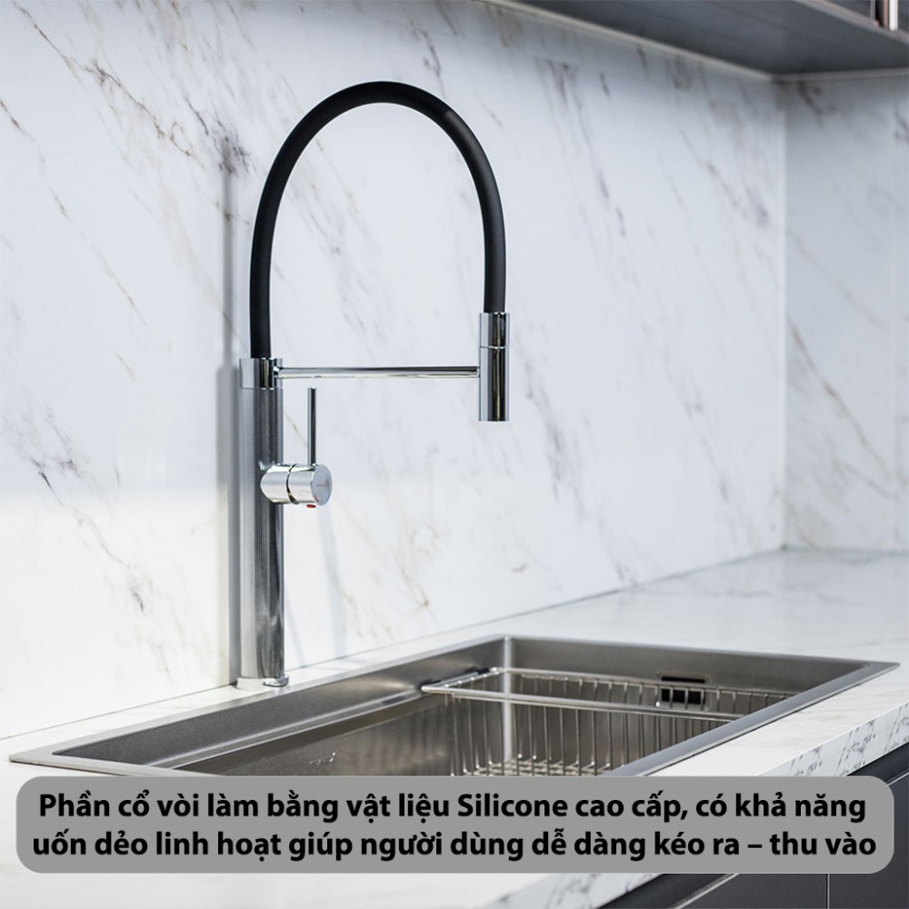 Vòi rửa bát dây rút nóng lạnh GrandX GXF01 Dual Spray - Hàng chính hãng