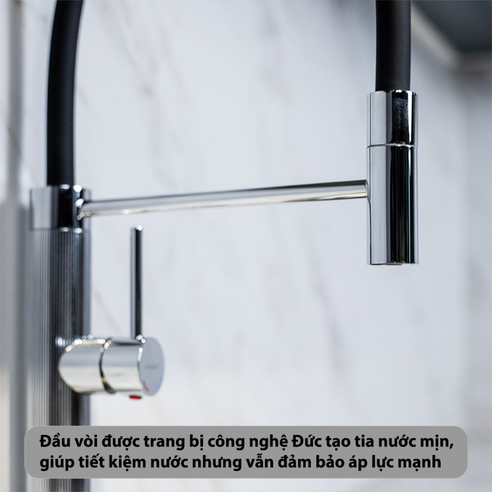 Vòi rửa bát dây rút nóng lạnh GrandX GXF01 Dual Spray - Hàng chính hãng