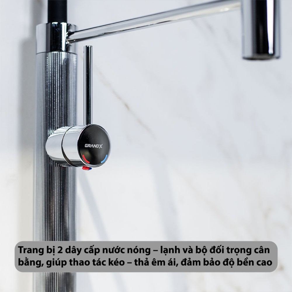 Vòi rửa bát dây rút nóng lạnh GrandX GXF01 Dual Spray - Hàng chính hãng