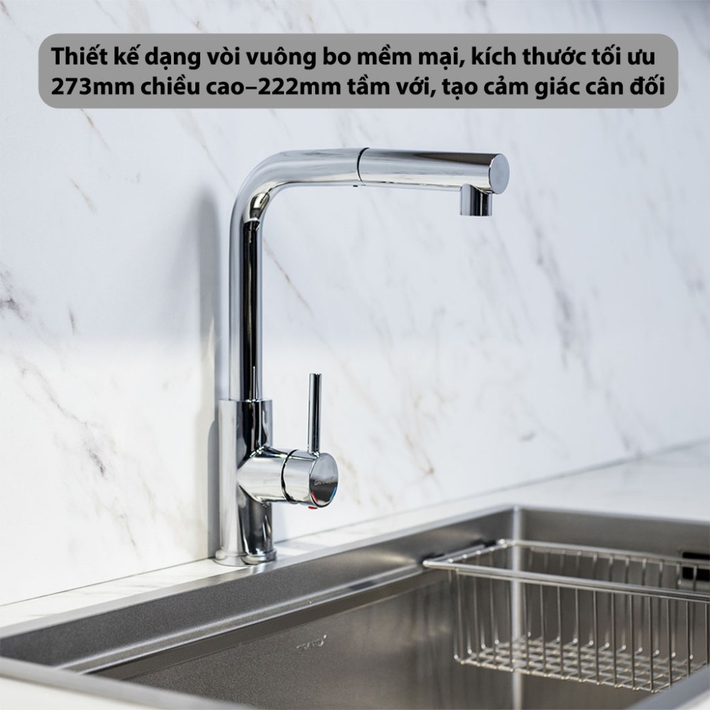 Vòi rửa bát dây rút nóng lạnh GrandX GXF02 DUAL SPRAY - Hàng chính hãng