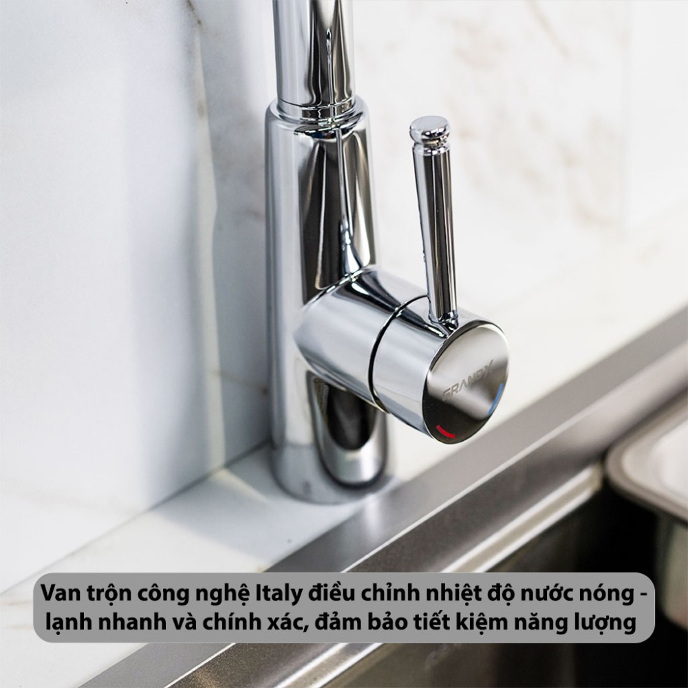 Vòi rửa bát dây rút nóng lạnh GrandX GXF03 DUAL SPRAY - Hàng chính hãng