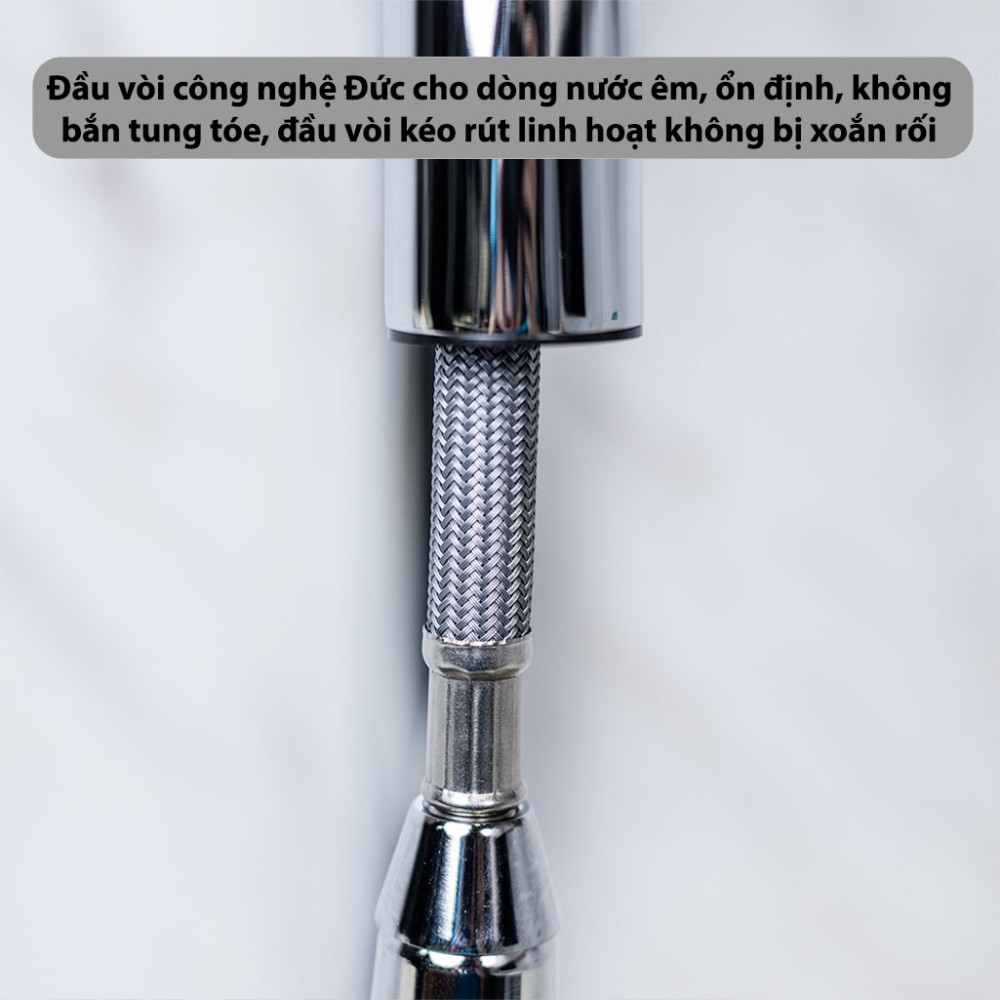 Vòi rửa bát dây rút nóng lạnh GrandX GXF03 DUAL SPRAY - Hàng chính hãng