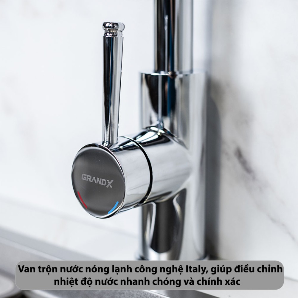 Vòi rửa bát dây rút nóng lạnh GrandX GXF05 DUAL SPRAY - Hàng chính hãng