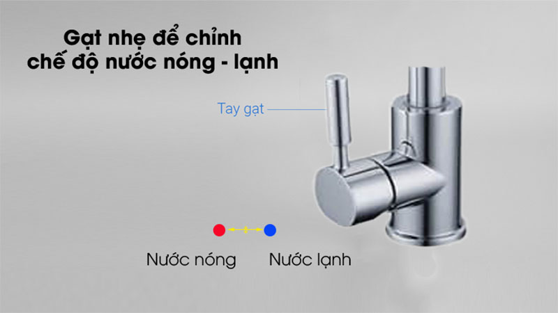 Gạt nhẹ cần để điều chỉnh chế độ nước Nóng - Lạnh