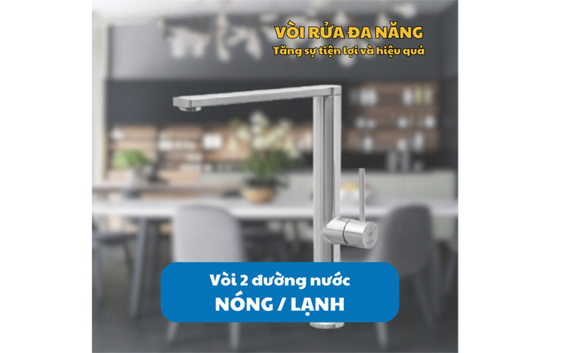 Vòi rửa chén nóng lạnh Malloca K061-SS - Hàng chính hãng