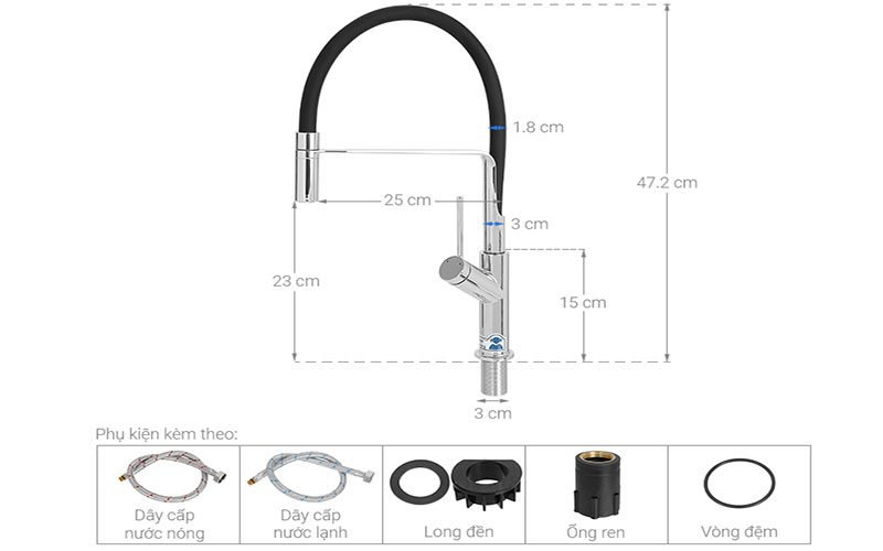 Vòi rửa chén nóng lạnh Malloca K081C - Hàng chính hãng