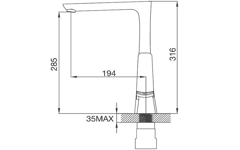 Kích thước của Vòi rửa chén nóng lạnh Malloca K292C