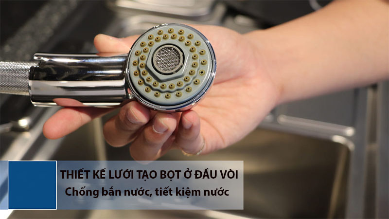 Vòi rửa chén nóng lạnh dây rút Malloca K140 - Hàng chính hãng