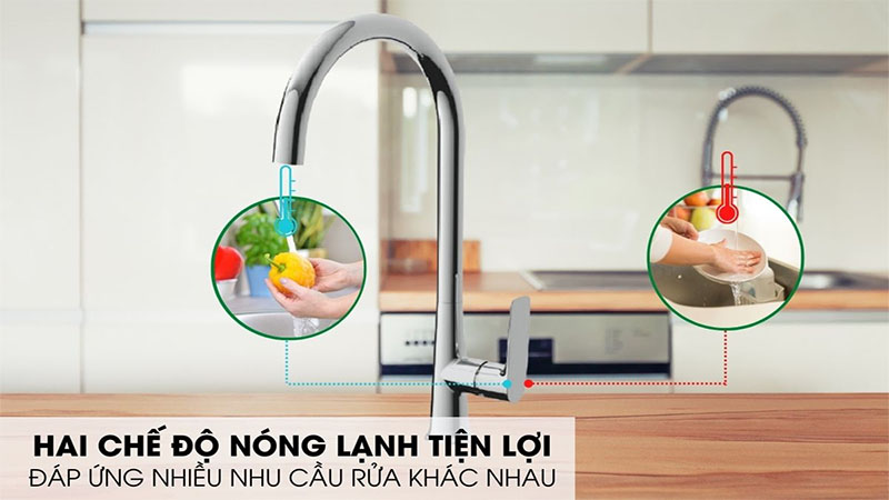 Vòi rửa chén nóng lạnh đồng Malloca K77C - Hàng chính hãng