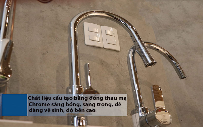 Vòi rửa chén nóng lạnh đồng dây rút Malloca K94C - Hàng chính hãng