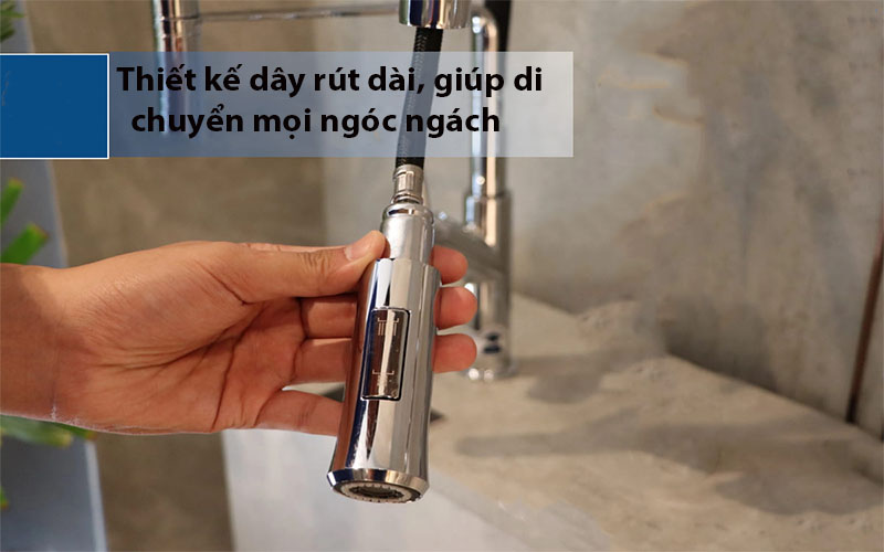 Vòi rửa chén nóng lạnh đồng dây rút Malloca K94C - Hàng chính hãng