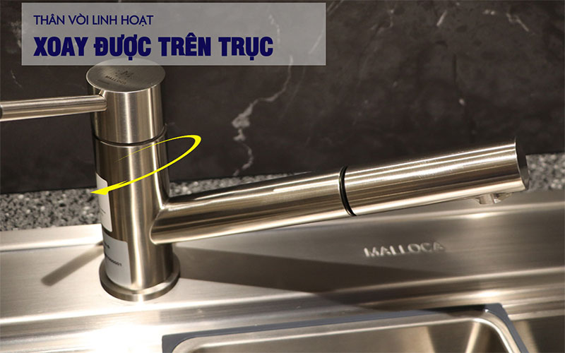 Vòi rửa chén nóng lạnh inox Malloca K110-S - Hàng chính hãng